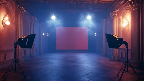 Vintage theater turns cinematic stage with glowing screen