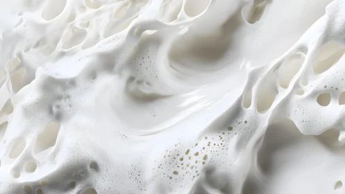 Abstract Foamy White Liquid Texture in Soft Organic Style.