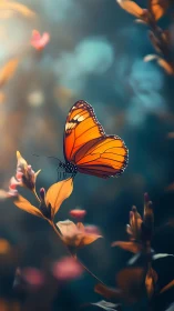 Sunlit monarch pauses mid-garden, scripting quiet orange music