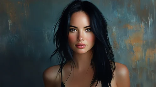 Hyperreal digital portrait renders glossy skin and soft bokeh background