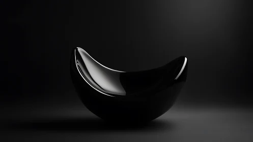 Midnight crescent chair cradled in sculpted shadow gloss.