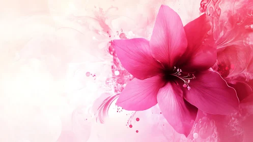 Pink Blossom Abstraction: Fluid Ink Morphology.