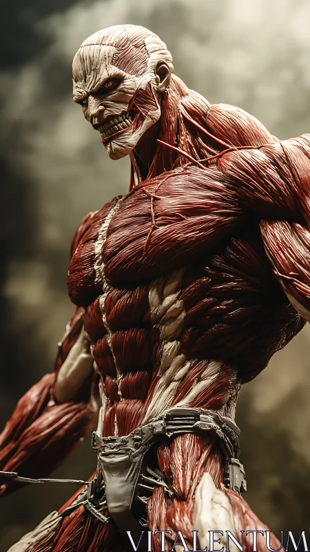 Muscular humanoid titan character stands in dramatic light
