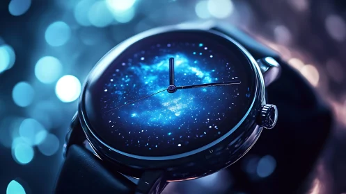 High-gloss wristwatch dial integrates deep-space nebula display