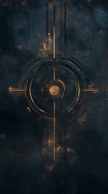 Celestial circuit gate carved in ember-lit obsidian dusk.