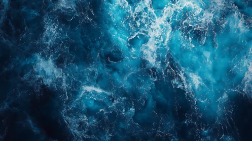 High-contrast aerial view of turbulent deep ocean surface