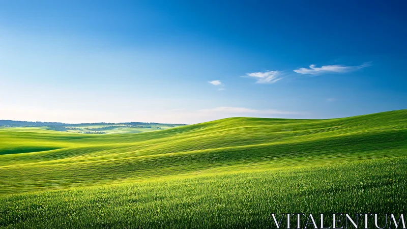 Rolling emerald hills whisper beneath a crystal blue sky