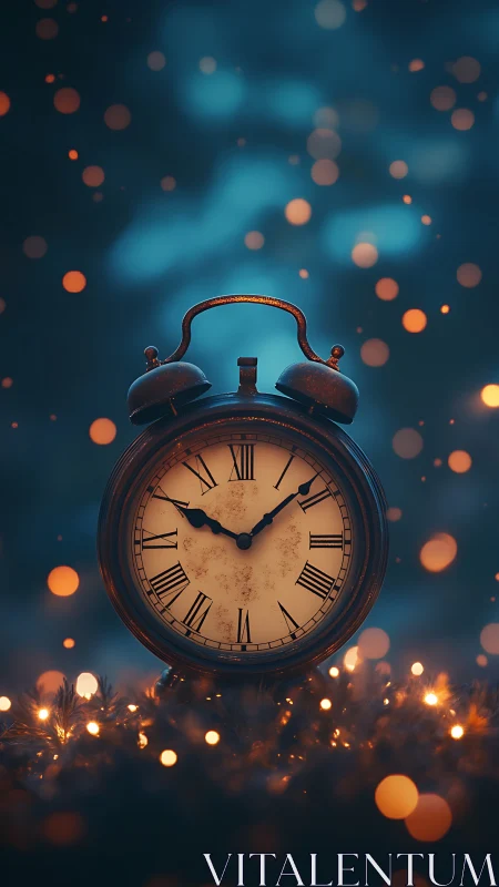 Midnight memories gather around a glowing vintage clock.