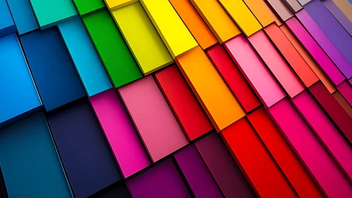 Chromatic stairway of stacked rectangles in radiant parade.