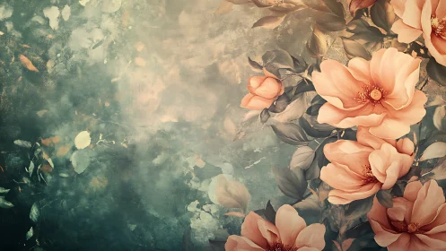 Garden Dreams in Soft Peach and Sage.