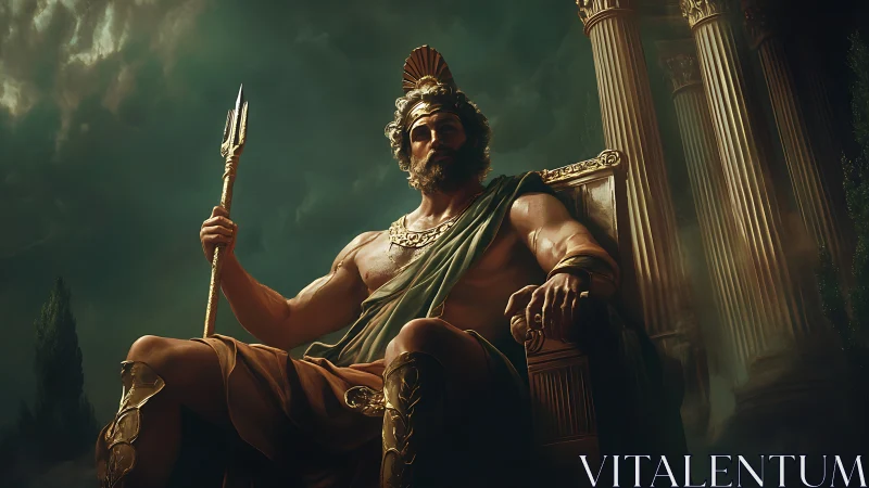 Storm‑throned sea king glowering over a brooding empire.