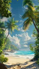 Paradise Framed: Where Palms Meet Turquoise Shores.