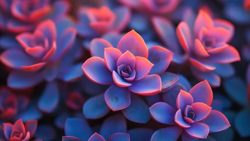 Neon Succulents Glowing in Electric Twilight.