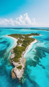 Tropical Island Paradise: Crystalline Turquoise Waters from Above