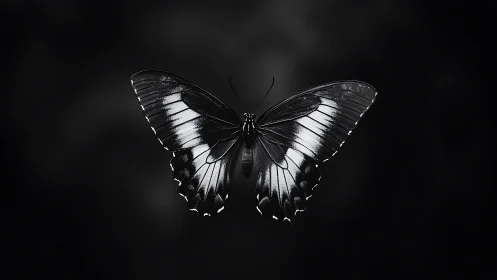 Monochrome lepidopteran under high-contrast optical isolation.