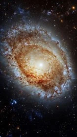 Luminous spiral galaxy swirls through a deep star filled cosmos