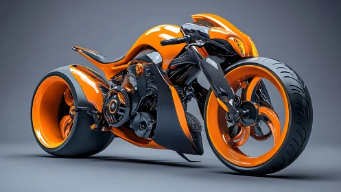 Futuristic orange superbike with carbon fiber aero bodywork.