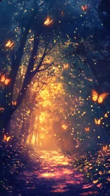 Firefly bright butterflies escort dusk through the forest