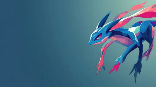 Cel-shaded amphibious ninja creature in dynamic side leap