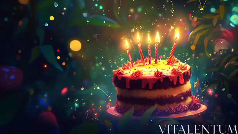 Magical Birthday Cake Glowing with Celebration.
