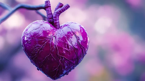Purple Crystal Heart: A Glowing Symbol of Love.