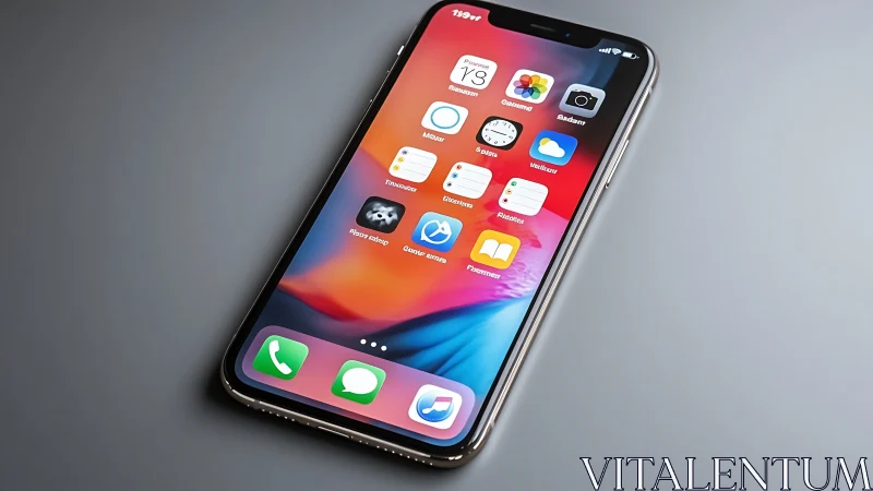 Modern iPhone Home Screen with Vibrant Gradient Wallpaper.