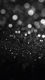 Monochrome bokeh field renders luminous particulate depth
