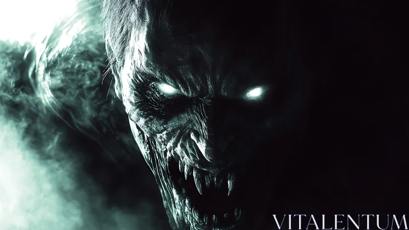 Sinister glowing specter leans from the shadows with eerie light