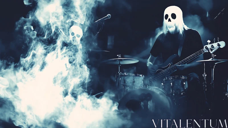 Ghostly rock duo perform through dense stage smoke.