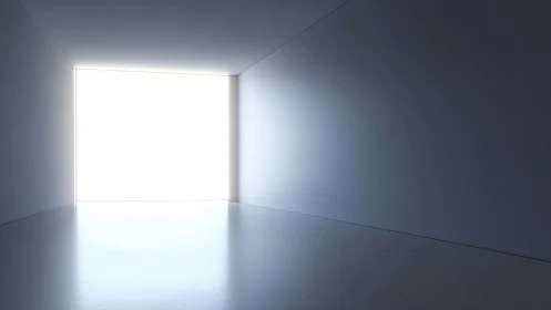 Minimal interior space with bright rectangular wall opening.