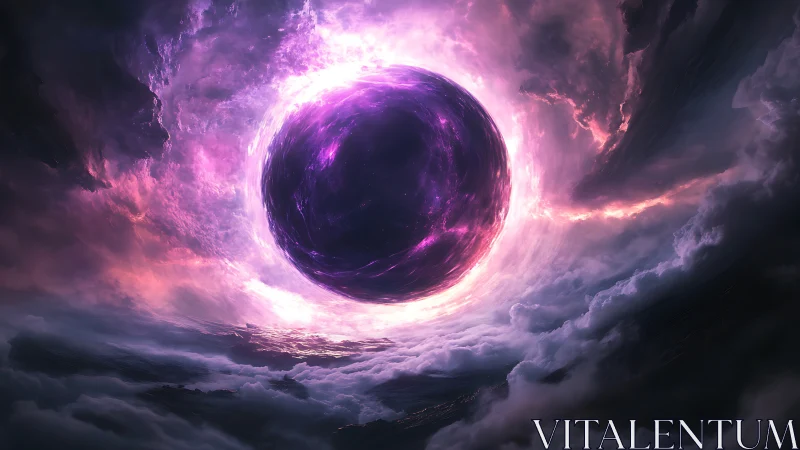 Cosmic vortex encircles luminous purple singularity sphere