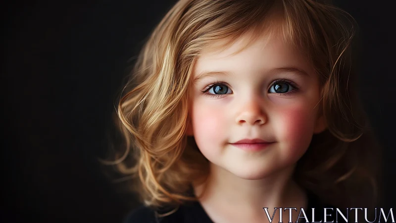 Child portrait with warm lighting against dark background