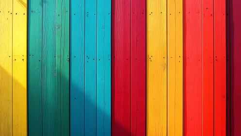 Multicolor vertical timber cladding with vibrant primary gradients.