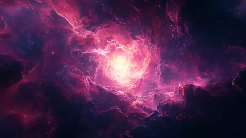 Radiant magenta nebula vortex renders luminous stellar core