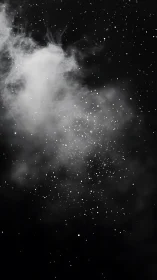 Monochrome cosmic dust cloud under scattered starfield.