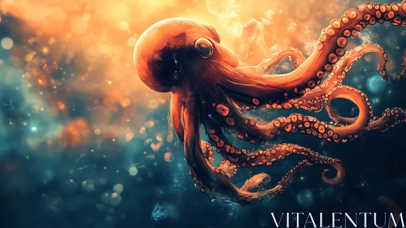 Solar-swept octopus drifts through glowing cosmic currents