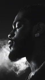 Low‑key monochrome male profile rendered with directional rim lighting