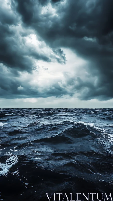 Storm-tossed open ocean captured in high-contrast photorealism