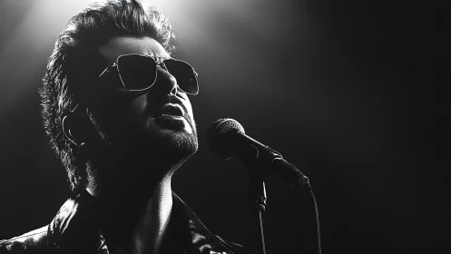 Midnight spotlight on a soulful retro stage singer.