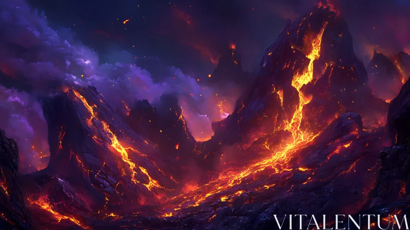 Volcanic Majesty: Where Earth's Fire Dances with Purple Skies.