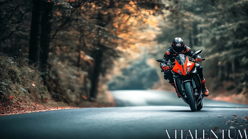 Autumn asphalt rocket carving silence through forest curves.