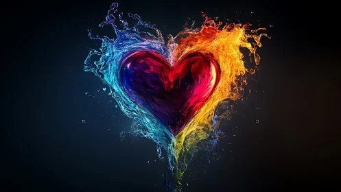 Chromatic Heart Erupts in Liquid Emotion.