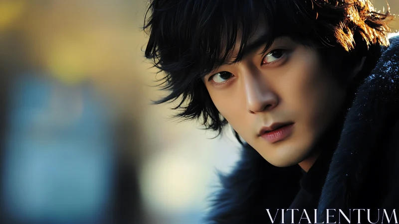 Shallow-depth portrait isolates detailed male face in soft bokeh