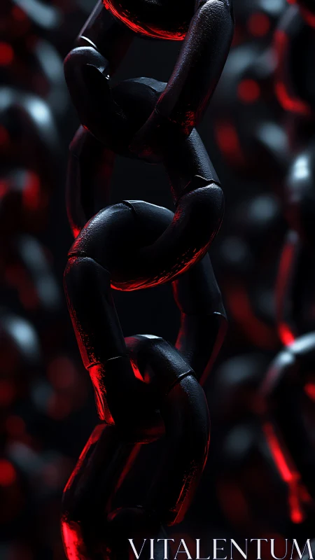 Gleaming black chain links glowing with ember-red light.