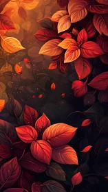Radiant autumn leaves glow against a deep twilight backdrop