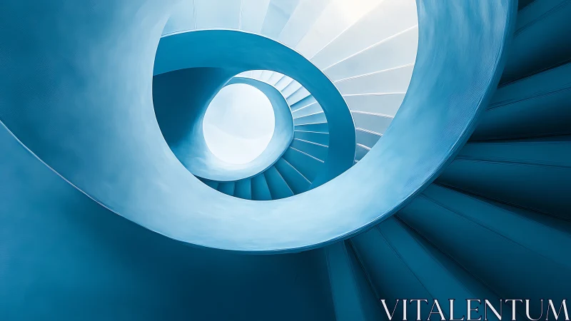 Blue Spiral Staircase Converging to Light.