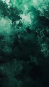 Emerald smoke plumes swirl through deep shadowed void