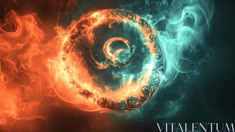 Thermodynamic vortex sigil in bifurcated fire‑plasma field.