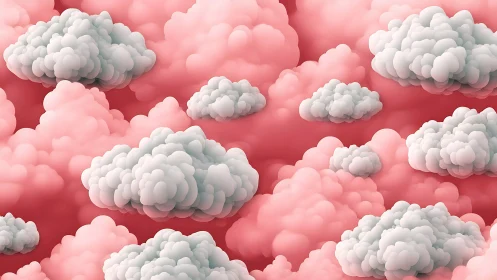 Soft candy clouds drifting across a dreamy pink sky.