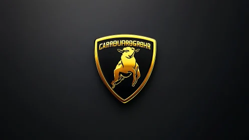 Gold shield logo with leaping bull emblem on matte black field
